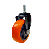 Roue pivotante en polyuréthane solide de 2 pouces avec frein et double roulement à billes, roulettes durables pour meubles et chaises à usage industriel