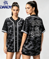 Maillots de baseball personnalisés pour femmes grandes tailles, marque Dandy, imprimés, en tissu Spandex/Polyester respirant, vente en gros