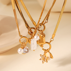 Collier chaîne serpent en acier inoxydable, hypoallergénique et étanche, avec breloques perle et zircon, pour la mode transfrontalière - Product Image 6