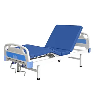 Hospital Patient Bed Manufacturer Wholesale White/blue Metal 2 Function 2 Crank Manual Medical Patient Bed