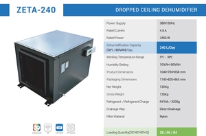 Deshumidificador Comercial de Pared y Techo con Capacidad de 240L/Día, Precio de Fábrica - Product Image 1