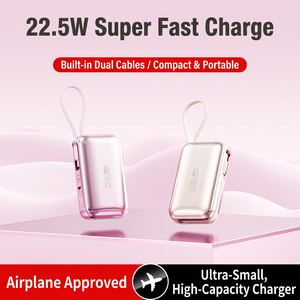 Banco de Energía Portátil de 20000mAh, 22.5W, Carga Rápida, Color Oro Rosa, con Correa, Entrada y Salida Tipo C - Product Image 5