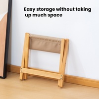 Tabouret en bois portable pour l'extérieur, chaise en bois avec surface de siège en toile, tabouret pliant léger pour le camping