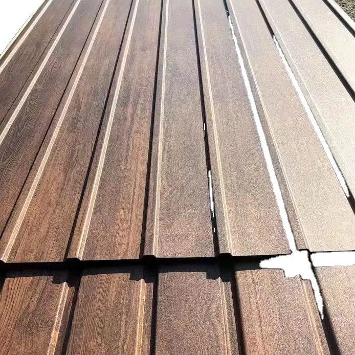 Teja de zinc de metal de grano de madera galvanizado hoja corrugada recubierta de color