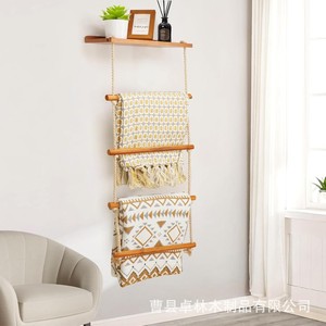 Cross-border wooden blanket rack, wall-mounted towel rack, blanket storage rack, blanket <b>ladder</b>, bathroom hanging shelf - Product Image 1