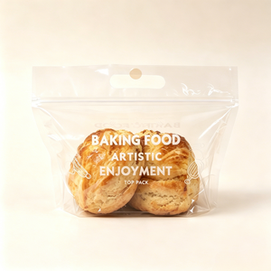 Sacs d'emballage personnalisés OEM de qualité alimentaire, mats, thermoscellables, à fermeture arrière avec fenêtre pour biscuits, madeleines, scones, produits de boulangerie et bagels - Product Image 2