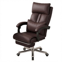 Chaise de bureau ergonomique en cuir, inclinable, avec support lombaire, pivotante à 360 degrés, chaise de bureau avec vérin à gaz, chaise de bureau de direction