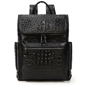 2025 Hot Sale Vintage Trend Crocodile <b>Leather</b> <b>Backpack</b> Fashion Men and Women Travel Hiking Rucksack <b>Laptop</b> Bag - Product Image 1