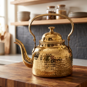 Vintage Brass <b>Tea</b> <b>Kettle</b> With Lid Metal Handle Water Pot <b>Kettles</b> - Product Image 3