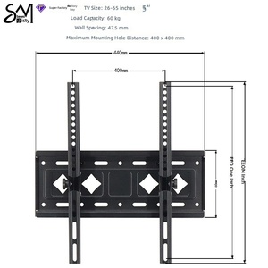 Supporti da Parete Universali Inclinabili Senjiang in Acciaio Laminato <span class=keywords><strong>a</strong></span> Freddo per <span class=keywords><strong>TV</strong></span> da 26-75 Pollici e Carrelli Porta <span class=keywords><strong>TV</strong></span> - Product Image 2