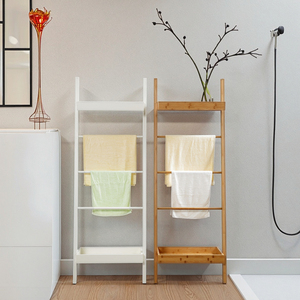 Stylish White Freestanding Bamboo <strong>Ladder</strong> Trendy Eco-Friendly Easy Use <strong>Bathroom</strong> Towel Rack <strong>Storage</strong> for Home Display Hotels Made - Product Image 4