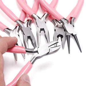 <b>Pink</b> Jewelry Making Pliers <b>Set</b> Mini Needle Nose Curved Diagonal Cutting <b>Tools</b> For DIY Craft Projects - Product Image 3
