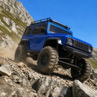 Voiture RC 4x4 tout-terrain SUV Rock Crawler 2,4 GHz télécommandée bleue avec fonctions drift, ABS+Métal, LED, échelle 1:16, véhicule de loisir de qualité