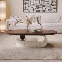 Table basse moderne et simple en bois massif de noyer, nouveau design créatif, couleur crème, pour petit salon, style réseau domestique populaire