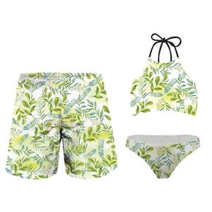 ชุดว่ายน้ำคอปกแบบกำหนดเอง 3 ชิ้น สำหรับคู่รัก กางเกงขาสั้นผู้ชาย บิกินี่ผู้หญิง ชุดชายหาด ชุดบิกินี่ผู้หญิง - Product Image 6