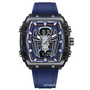Montre pour homme, style sportif et cool, Miyota, cadran carré en caoutchouc, Spider-Man, Iron Man, verre, aiguille, dessin animé, édition limitée, 50 bars - Product Image 5