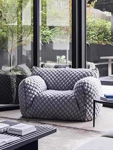 Fauteuil de détente bleu de style nordique, confortable, pour salon et chambre à coucher, meubles de maison - Product Image 2