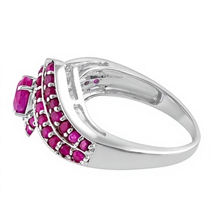 Anillo de Cóctel de Lujo con Zafiro Azul, Plata de Ley 925, Bañado en Rodio, Engaste de Halo con Zafiro para Mujer, Boda, Compromiso - Product Image 6