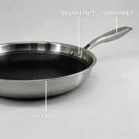 Wajan Penggorengan Datar dari Baja Tahan Karat Mewah dan Tahan Lama, Peralatan Masak Dapur dengan Pegangan Anti Panas, Anti Lengket, dan Tidak Beracun untuk Memasak Telur di Kompor Gas