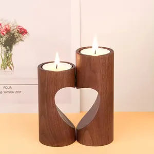 Eco-Friendly Handmade Custom Tall Wooden Candlestick Hot Sale Home Decoration With Stand For Wooden Lanterns Candle Holders