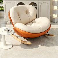 Fauteuil à bascule Tenghang Nordic Eggshell, fauteuil individuel pour salon, fauteuil inclinable de détente, fauteuil paresseux, tissu technique rembourré