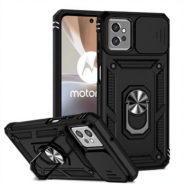 Motorola G Play Stylus Power Design Cover PC+TPU Metal Two-in-One Push Window Shockproof Mobile Phone Case with Ring Holder