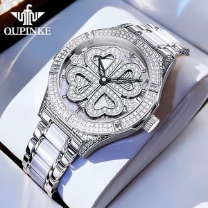 Reloj OUPINKE 3279 para Mujer, Reloj de Cuarzo de Lujo con Diamantes, Importado de Suiza, Elegante Reloj de Mujer con Cerámica Giratoria en Oro Rosa - Product Image 1
