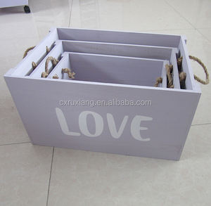 Casier <span class=keywords><strong>pour</strong></span> peintures à la maison, boîte en bois véritable, 3 boîtes - Product Image 1