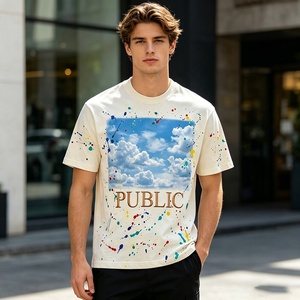 เสื้อยืดโอเวอร์ไซส์สีขาวคุณภาพสูงแบบลำลอง น้ำหนัก 230 กรัม ปักลายและพิมพ์ลายแบบเรียบ สำหรับผู้ชาย พร้อมลายสาดสี รับผลิตจำนวนมากตามแบบ OEM - Product Image 3