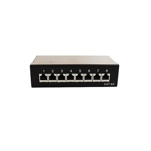 Cat6A Cat6 Cat5e Panneau <span class=keywords><strong>de</strong></span> brassage réseau blindé 8 ports <span class=keywords><strong>12</strong></span> ports <span class=keywords><strong>Rj45</strong></span> Module trapézoïdal 1U Boîte <span class=keywords><strong>de</strong></span> panneau <span class=keywords><strong>de</strong></span> brassage - Product Image 1