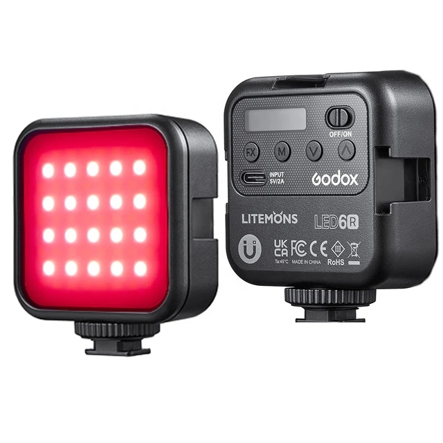 Go-dox 3200-6500k Led6r Led Video Light Mini Fill-in Light Adsorption 3 Cold Shoe Mounts for Vlog Photography