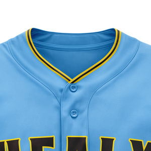 Camiseta de Béisbol Personalizada para Hombre, con Botones, Manga Corta, Estilo Hip Hop, Uniformes Deportivos, Color Azul Claro, Transpirable, para Softbol - Product Image 3