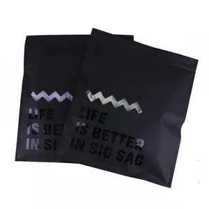 Custom Printed UV Spot Matte Black Flat ziplock Bag Luxury Plastic Packaging Bags With Window
