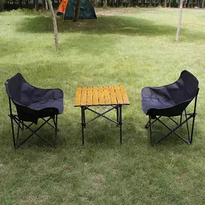 Meja lipat portabel grosir Cina Oem luar ruangan murah piknik pantai berkemah memancing kursi lipat kotak-kotak