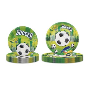 Nieuwe voetbal cartoon kinder verjaardag feestlocatie sfeer feestdecoratie wegwerp papieren borden servies set - Product Image 2