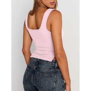 Personnalisé Taille Unique Reine Femmes D'été Crop Tops Mignon Dos Nu Débardeurs pour Les Adolescents De Base Respirant Tricoté Vêtements Style Y2K - Product Image 3