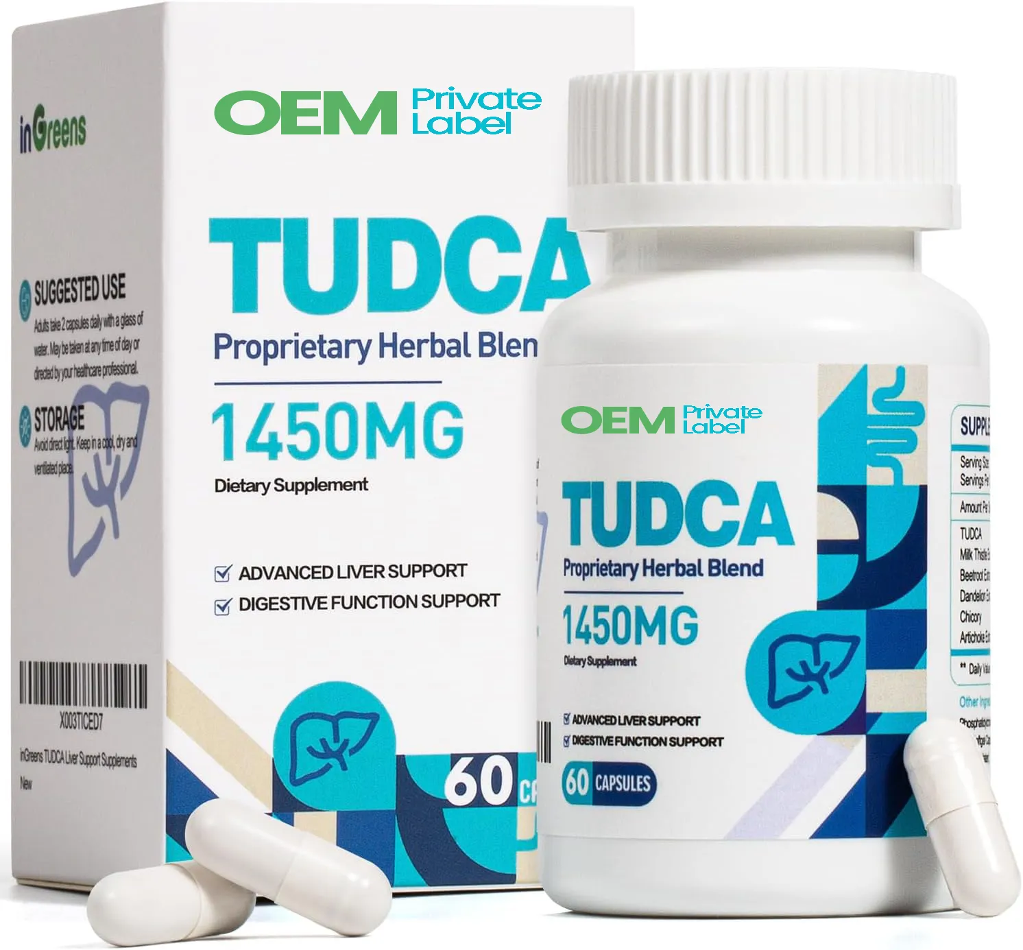 cGMP Factory OEM Private Label Liver Support Supplement 1450mg Tauroursodeoxycholic Acid Tudca Capsules