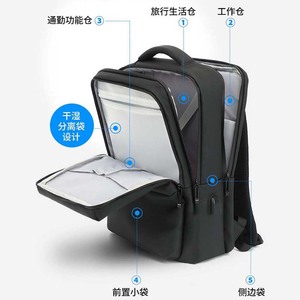 Laptop Backpack Large Capacity Business Travel <b>Computer</b> <b>Bag</b> With Multiple Compartments Unisex Shoulder Straps Zipper Closure - Product Image 2