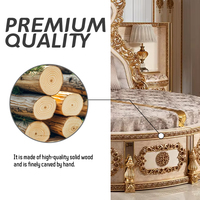 Ensemble de meubles de chambre à coucher classiques de luxe pour villa, design moderne, en bois massif sculpté, avec lit rond et rembourrage