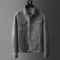 Veste rétro classique fausse pour hommes, manteau de camionneur boutonné décontracté, vêtements d'hiver longs