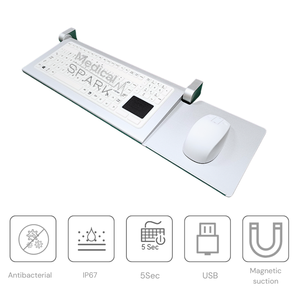 Ensemble de clavier médical scellé, lavable, désinfectable, antibactérien et anti-moisissure avec pavé tactile et plateau de clavier - Product Image 3