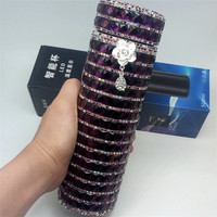 Gobelet intelligent isolé avec diamants en acier inoxydable de luxe personnalisé de 500ml Bouteille d'eau avec strass