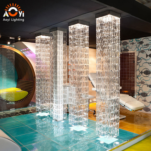 <span class=keywords><strong>Lustre</strong></span> en colonne de cristal transparent - Luminaire moderne de luxe pour spa contemporain et hôtel de charme - Product Image 1