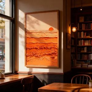 Contemporary Abstract <b>Canvas</b> Wall Art Sunset Texture Waves Hand-made Acrylic Modern Home Decoration - Product Image 3