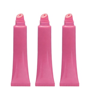 Tube de baume à lèvres rose personnalisé, tube de luxe à presser, 10-30 ml, tubes à lèvres en plastique à presser, conteneur vide avec bouchon rabattable - Product Image 3