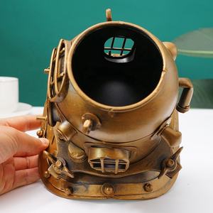 धातु डाइविंग हैड मॉडल रेट्रो हैट मॉडल मूर्ति पेंसिल कप प्राचीन कालीन पेन कंटेनर धारक घर कार्यालय सजावट - Product Image 5