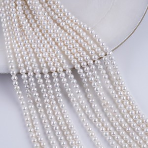 Perles d'eau douce naturelles Zhuji en gros, 5-6 mm, presque rondes, blanches, perles en vrac pour collier et bracelet DIY, perles de couleur - Product Image 2