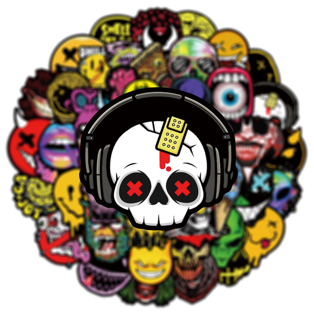 50 Pcs Horror Ghostface Devil Graffiti Stickers Skateboard Helmet Phone Case Guitar Tablet Motorcycle Waterproof Stickers