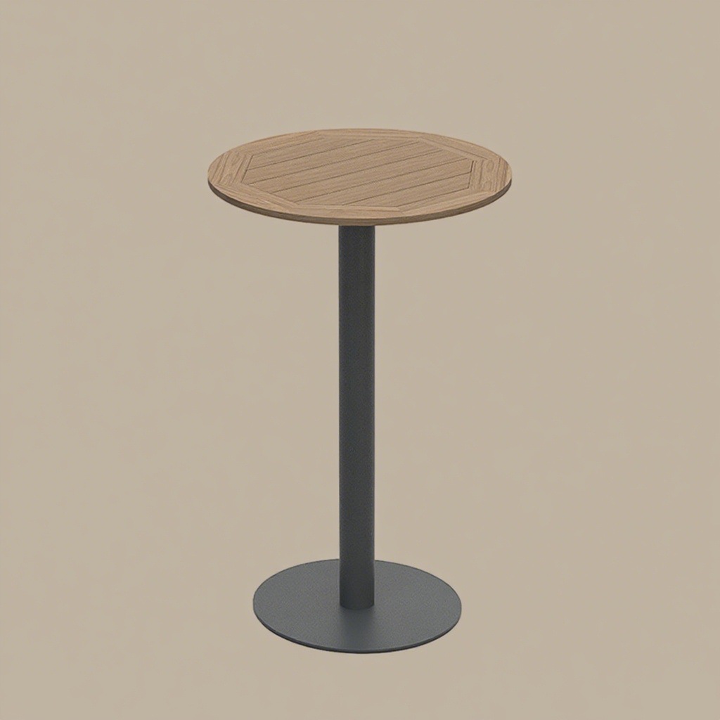 [Negro] Mesa de bar de madera de teca de 70 cm.