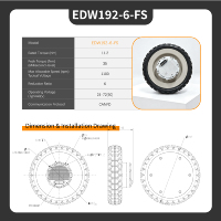 Moteur de moyeu de roue EDW192-6-FS 24-72V 11.2Nm CANFD pour robots à roues, AGVs, robots quadrupèdes, chiens robots et systèmes et contrôles d'automatisation